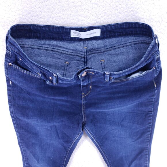 Levis Signature Jean Denim Cotton Women SZ 16 Blue Straight Stretch VTG Mid Rise - Picture 3 of 14